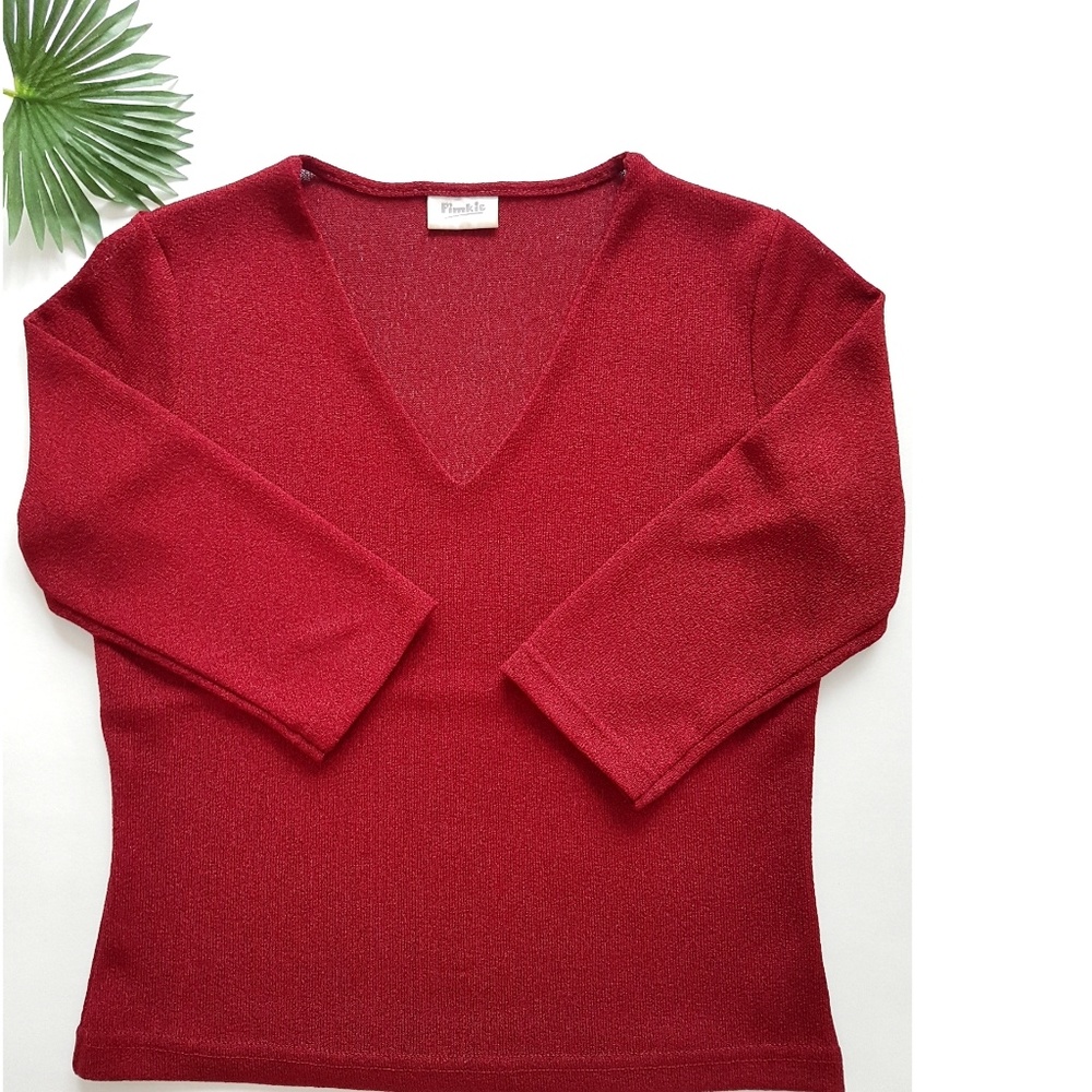 Burgundy/Wine Knit Sweater Blouse